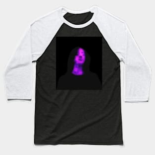 Beautiful girl, with closed eyes. Dark but beautiful. Violet, blue, glow. Baseball T-Shirt